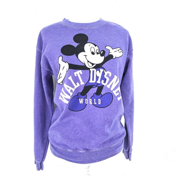 Vintage Disney World Parks Mickey Mouse Washed Purple Sweatshirt Women's Small - Picture 1 of 5